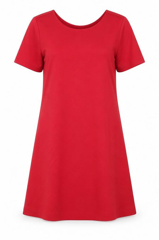 Womens Red Polyester A-Line Size M Round Neck Pullover