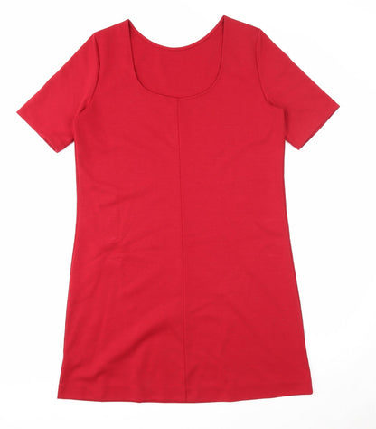 Womens Red Polyester A-Line Size M Round Neck Pullover