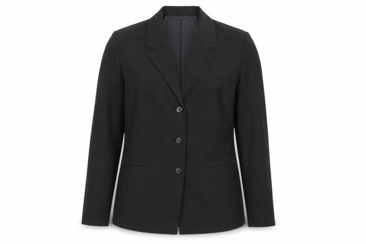 Damart Womens Black Polyester Jacket Blazer Size 12 Button