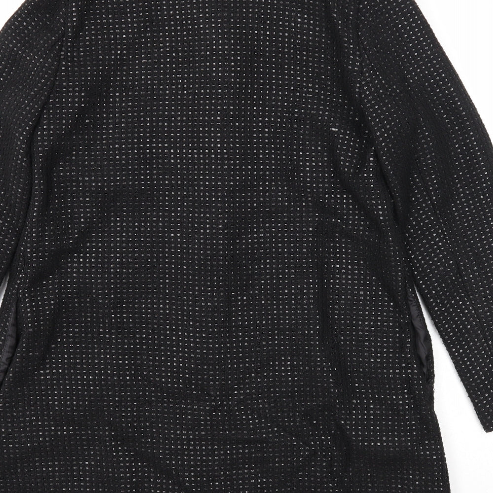 Woolworths Womens Black Geometric Overcoat Coat Size 10 Button