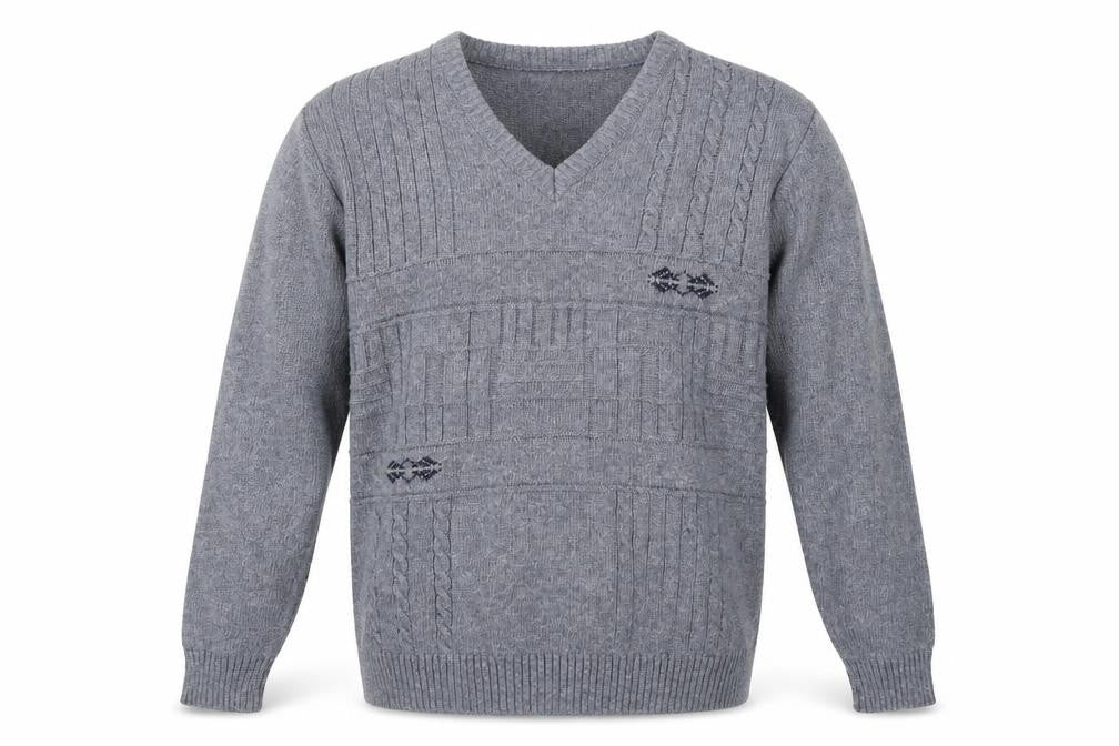 BHS Mens Grey V-Neck Cotton Pullover Jumper Size S Long Sleeve