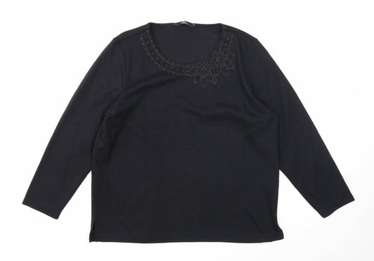 Bonmarché Womens Black Scoop Neck Polyester Pullover Jumper Size M