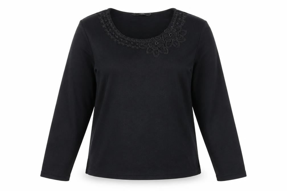 Bonmarché Womens Black Scoop Neck Polyester Pullover Jumper Size M