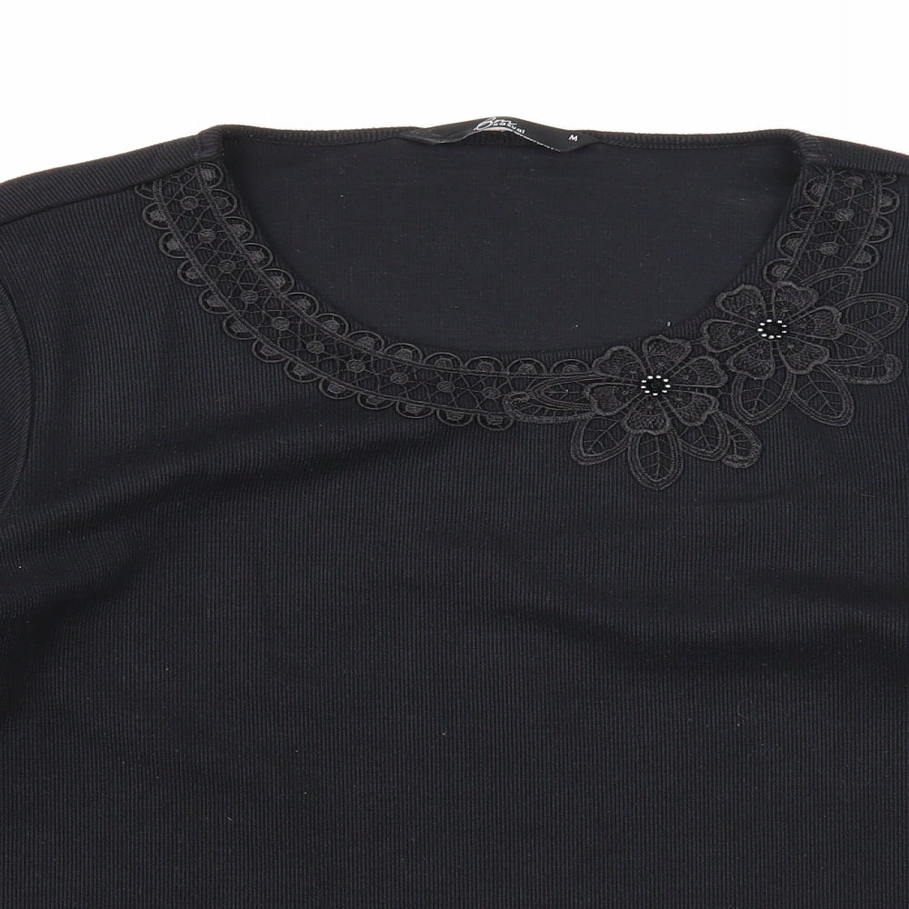 Bonmarché Womens Black Scoop Neck Polyester Pullover Jumper Size M