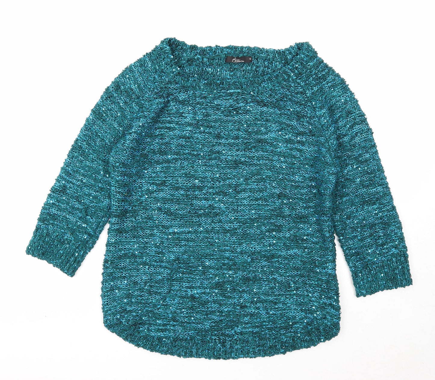 Bonmarché Womens Blue Boat Neck Polyester Pullover Jumper Size S