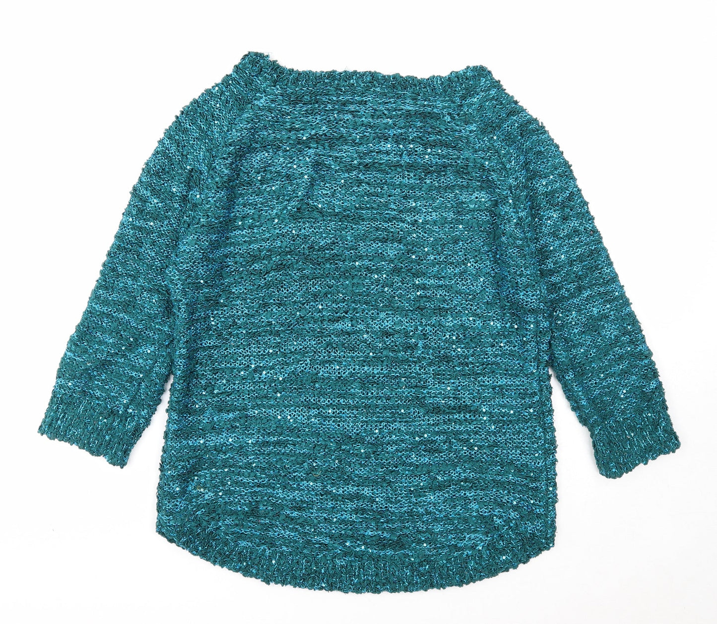 Bonmarché Womens Blue Boat Neck Polyester Pullover Jumper Size S