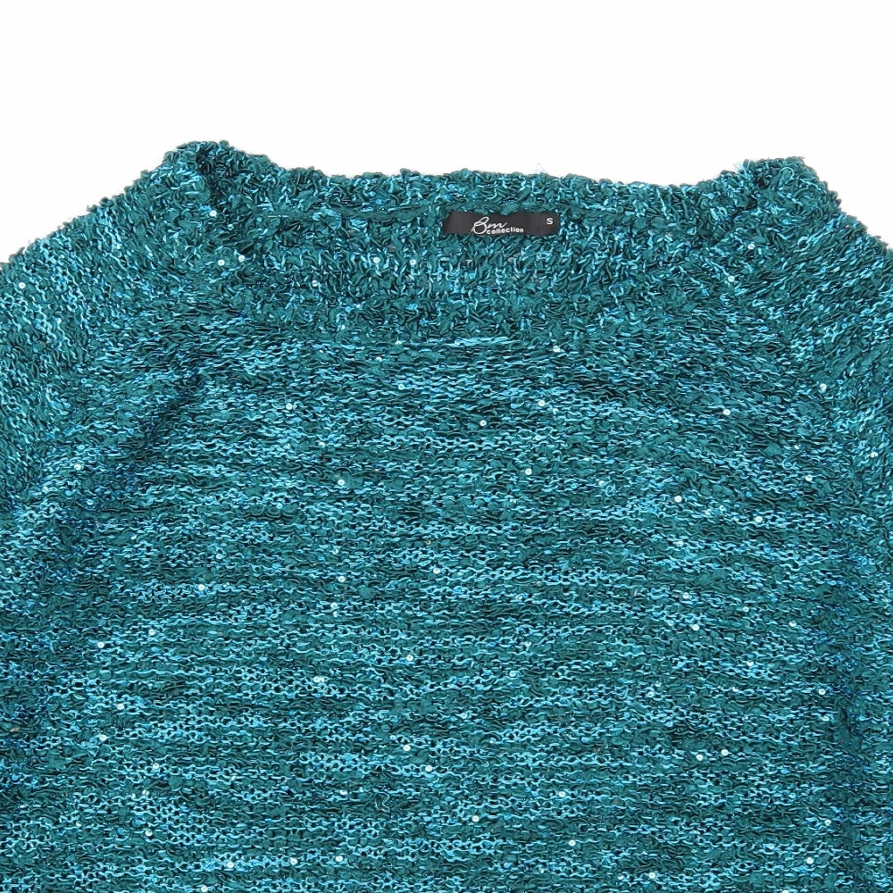 Bonmarché Womens Blue Boat Neck Polyester Pullover Jumper Size S