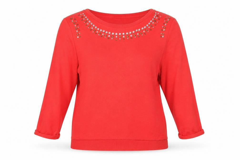 H&M Womens Red Cotton Pullover Sweatshirt Size M Pullover