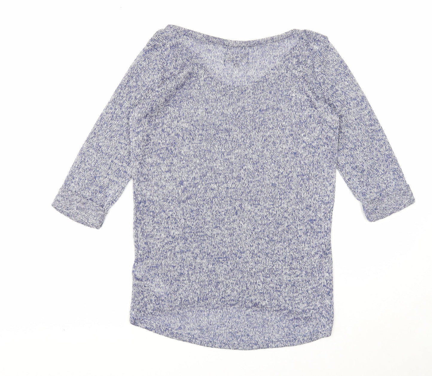 New Look Womens Blue Scoop Neck Acrylic Pullover Jumper Size 8