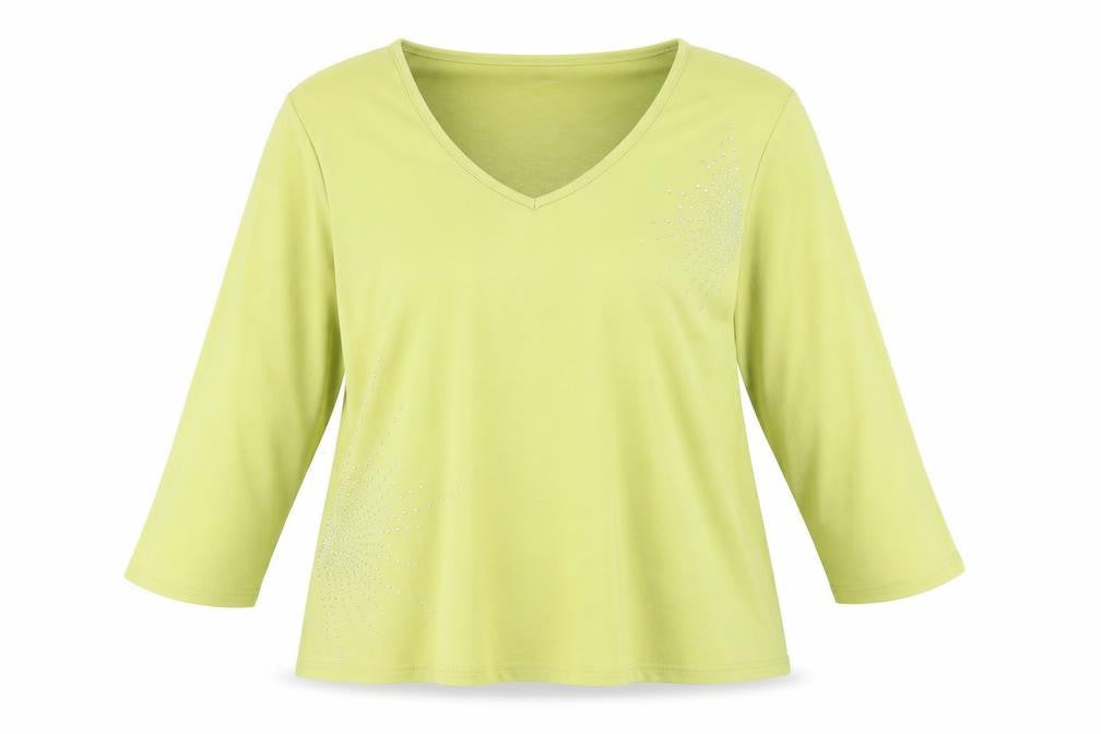 Casual Club Womens Green Cotton Basic Blouse Size 20 V-Neck