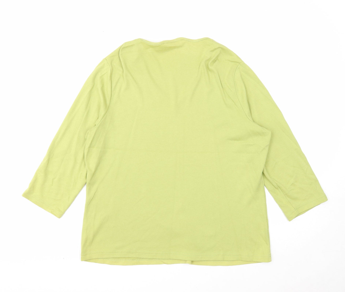 Casual Club Womens Green Cotton Basic Blouse Size 20 V-Neck