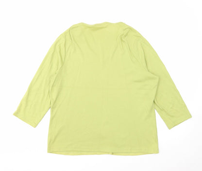 Casual Club Womens Green Cotton Basic Blouse Size 20 V-Neck