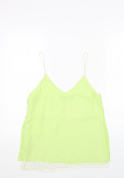 Zara Womens Green Polyester Basic Tank Size S V-Neck
