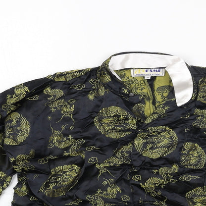 ESME Womens Blue Geometric Polyester Basic Blouse Size 12 V-Neck - Dragon