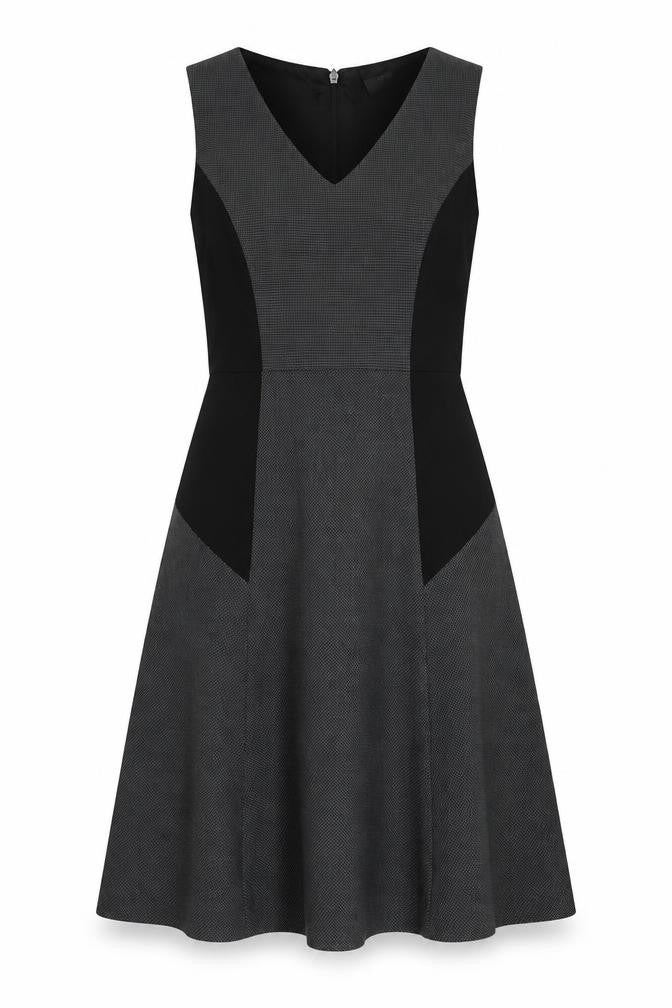 Marks & Spencer Womens Grey Polyester A-Line Size 10 V-Neck Zip