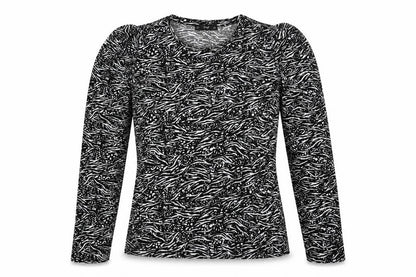 F&F Womens Black Animal Print Polyester Basic Blouse Size 10 Round Neck - Zebra Pattern