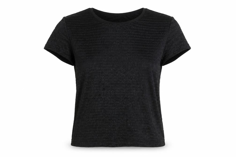 JOVONNA Womens Black Viscose Basic T-Shirt Size S Round Neck