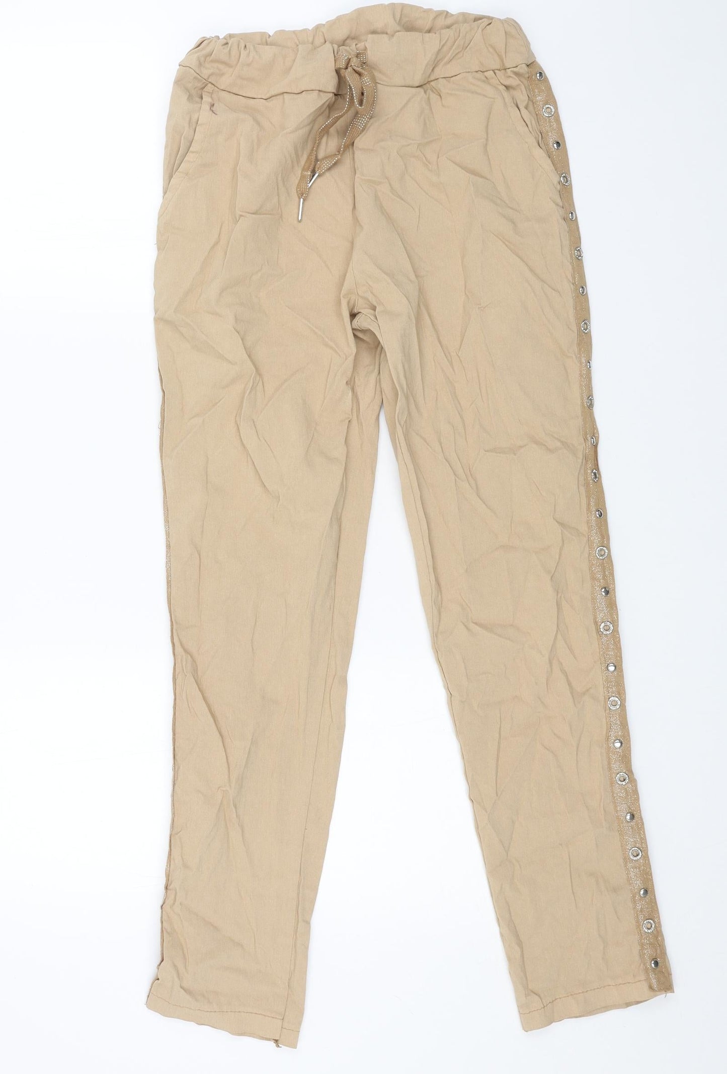 Preworn Womens Beige Viscose Trousers Size 28 L28 in Regular Drawstring