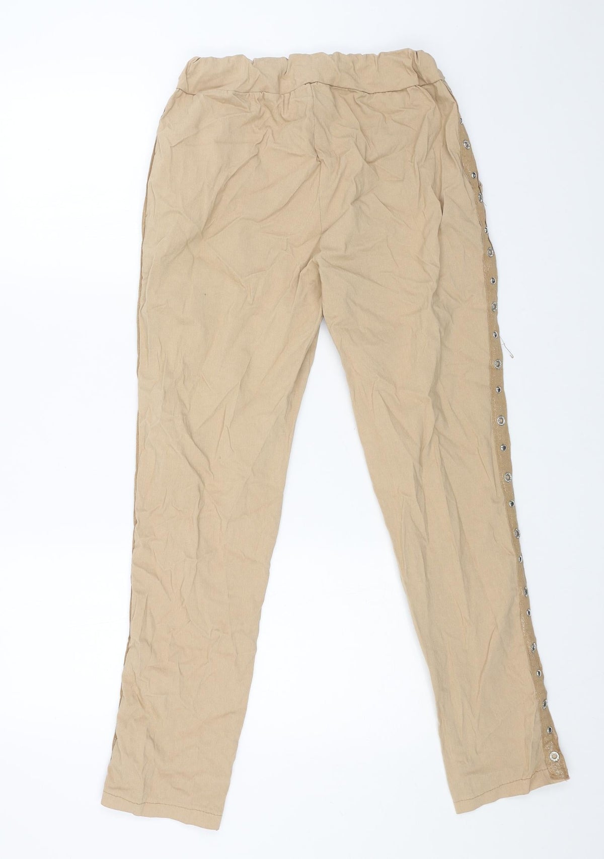 Preworn Womens Beige Viscose Trousers Size 28 L28 in Regular Drawstring