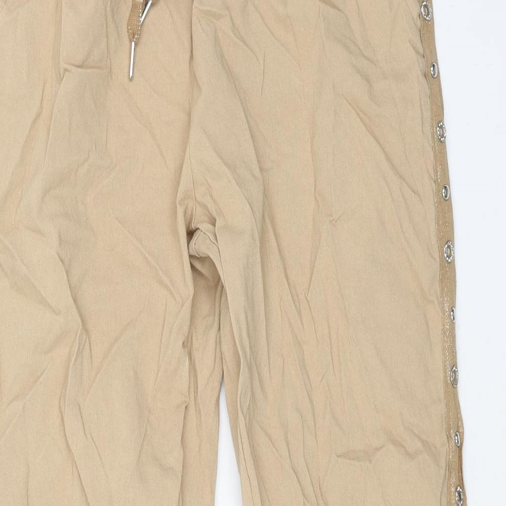 Preworn Womens Beige Viscose Trousers Size 28 L28 in Regular Drawstring