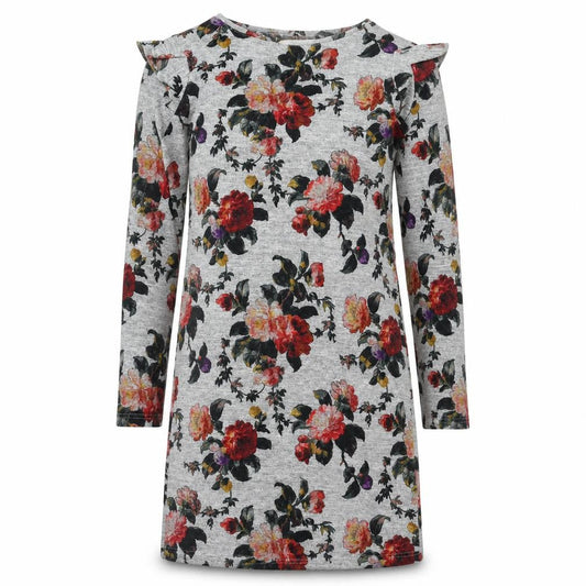 Oasis Womens Grey Floral Polyester A-Line Size XS Round Neck Pullover