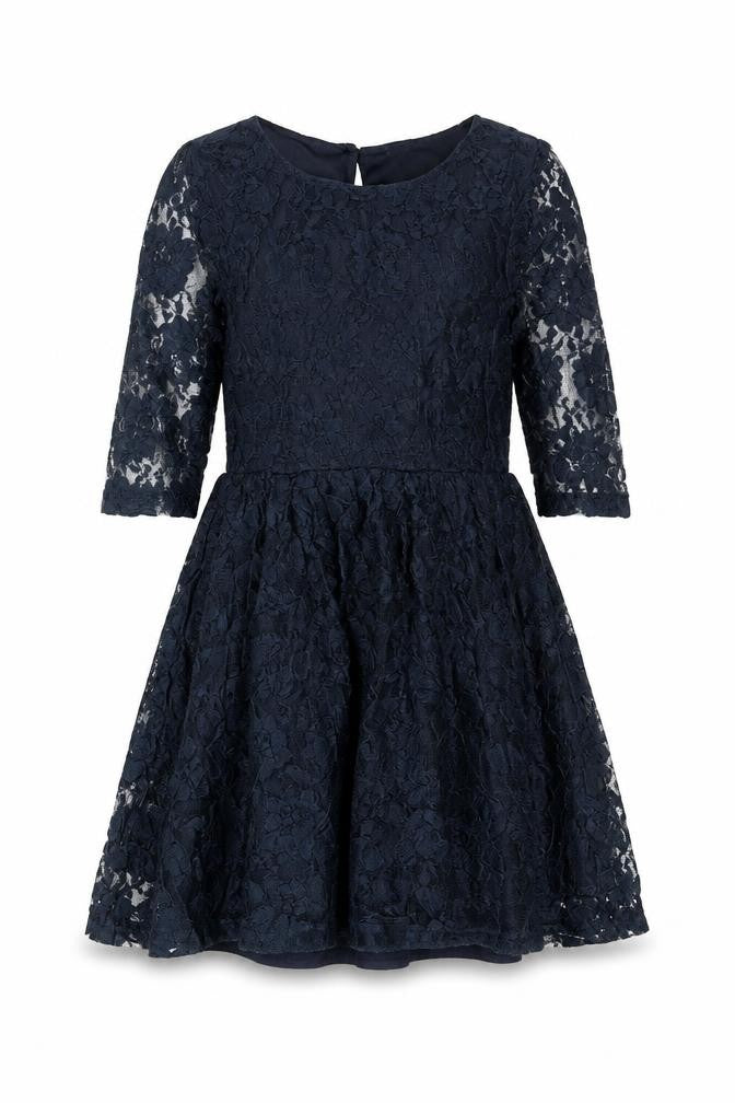 Miss Evie Girls Blue Polyester A-Line Size 9 Years Round Neck Button