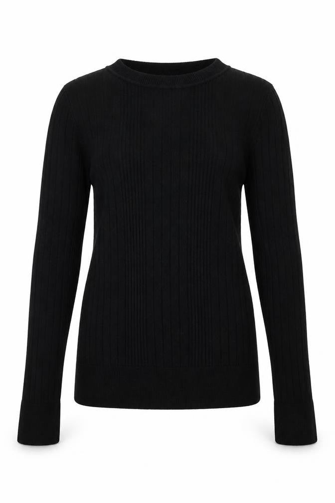 New Look Womens Black Crew Neck Cotton Pullover Jumper Size 8 Pullover