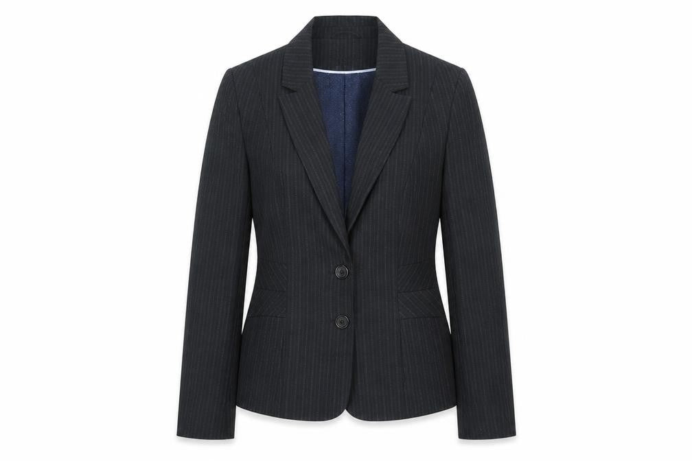 Papaya Womens Grey Striped Cotton Jacket Blazer Size 10