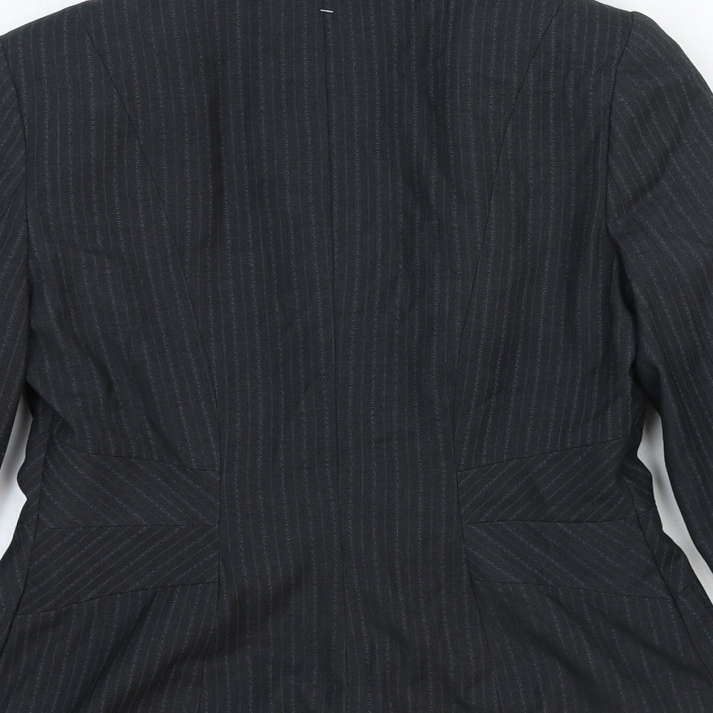 Papaya Womens Grey Striped Cotton Jacket Blazer Size 10