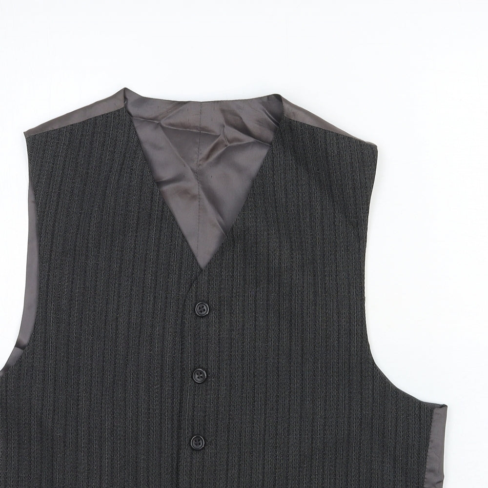 Jonathan Adams Mens Grey Striped Cotton Jacket Suit Waistcoat Size 36 Regular