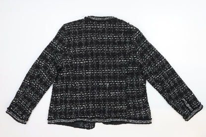 Hancy Womens Black Geometric Jacket Blazer Size M Zip
