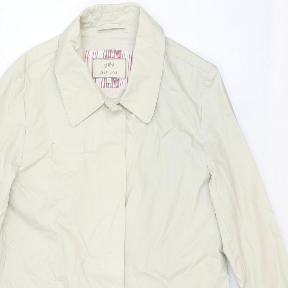 Per Una Womens Beige Overcoat Coat Size S Button