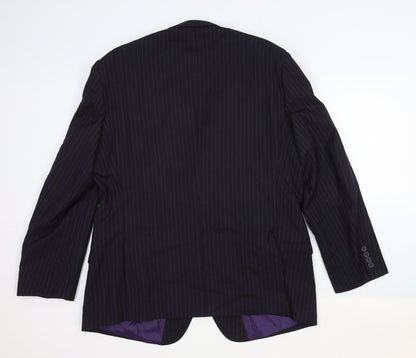 George Mens Blue Striped Cotton Jacket Blazer Size 42 Regular