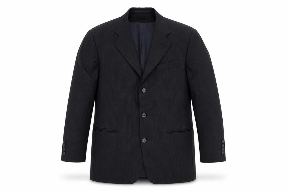 Benvenuto Mens Black Striped Cotton Jacket Blazer Size 40 Regular
