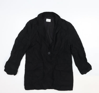 H&M Womens Black Cotton Jacket Blazer Size XS