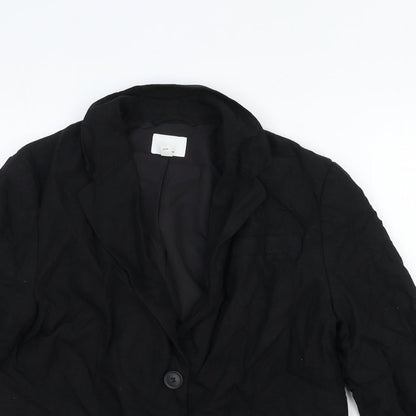 H&M Womens Black Cotton Jacket Blazer Size XS