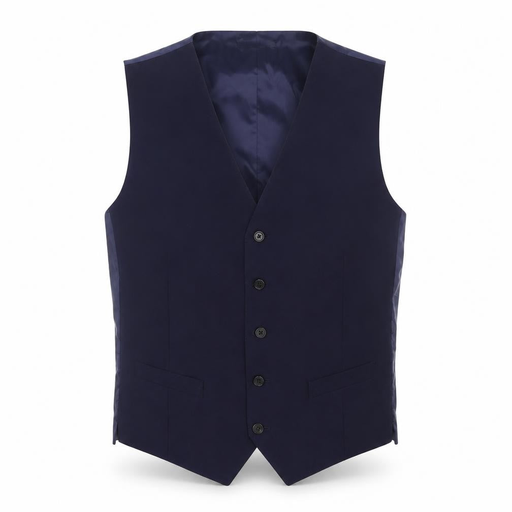 Marks & Spencer Mens Blue Cotton Jacket Suit Waistcoat Size 38 Regular