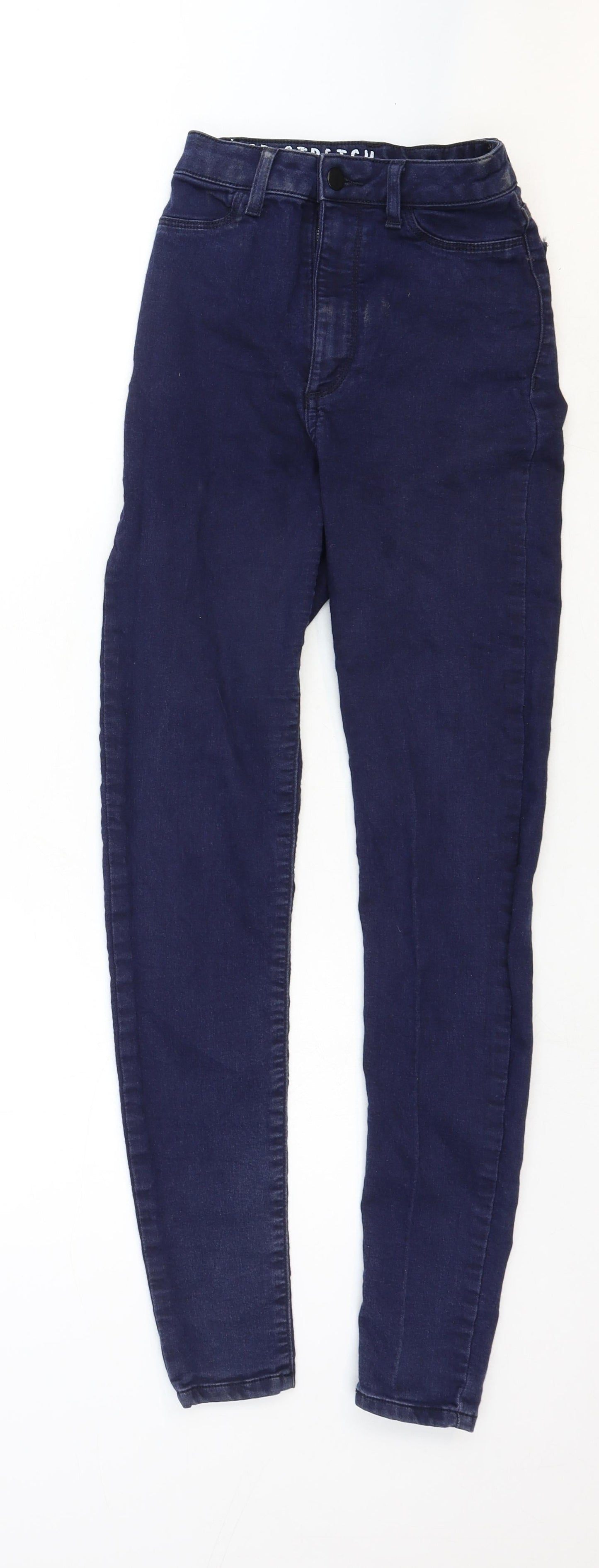 Marks and Spencer Womens Blue Cotton Skinny Jeans Size 6 Regular Zip
