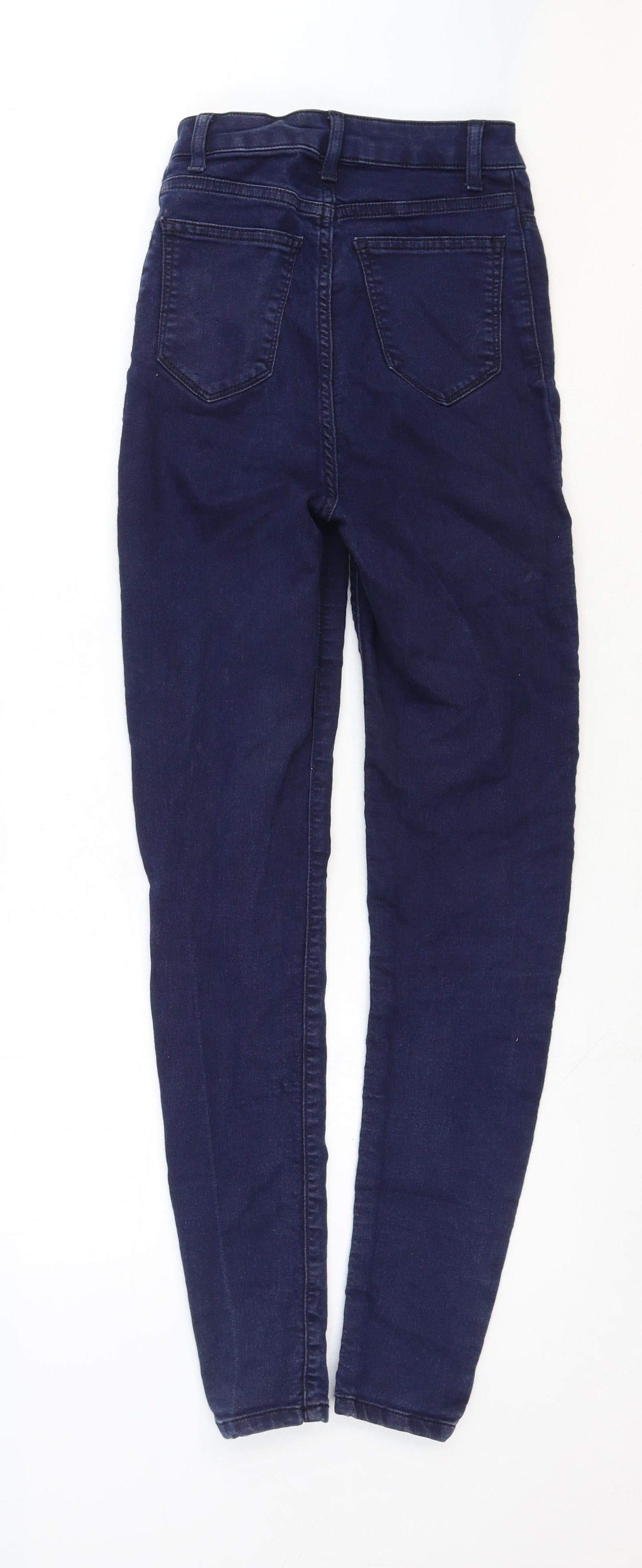 Marks and Spencer Womens Blue Cotton Skinny Jeans Size 6 Regular Zip
