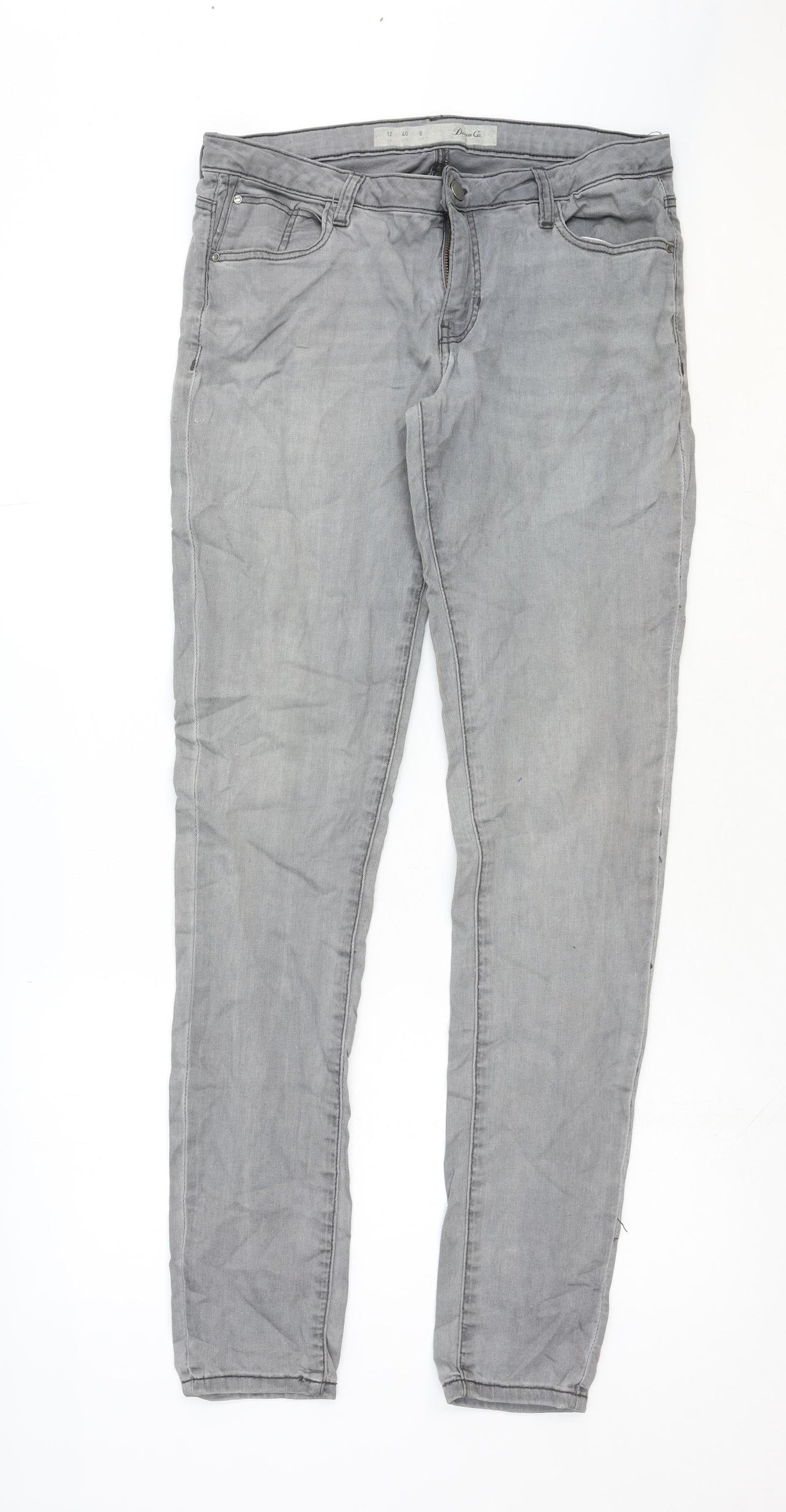 H&M Womens Grey Cotton Skinny Jeans Size 12 Regular Zip