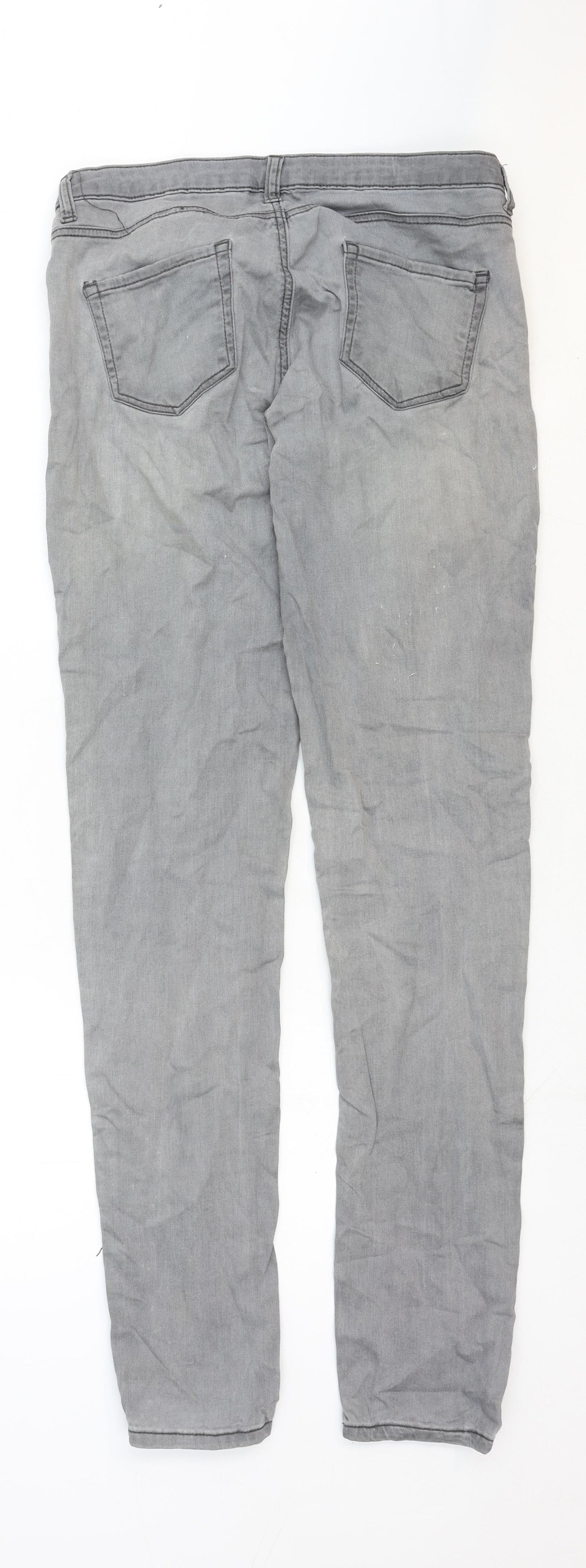 H&M Womens Grey Cotton Skinny Jeans Size 12 Regular Zip