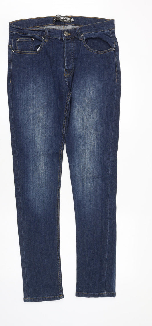 Seven Series Mens Blue Cotton Skinny Jeans Size 30 in Slim Zip