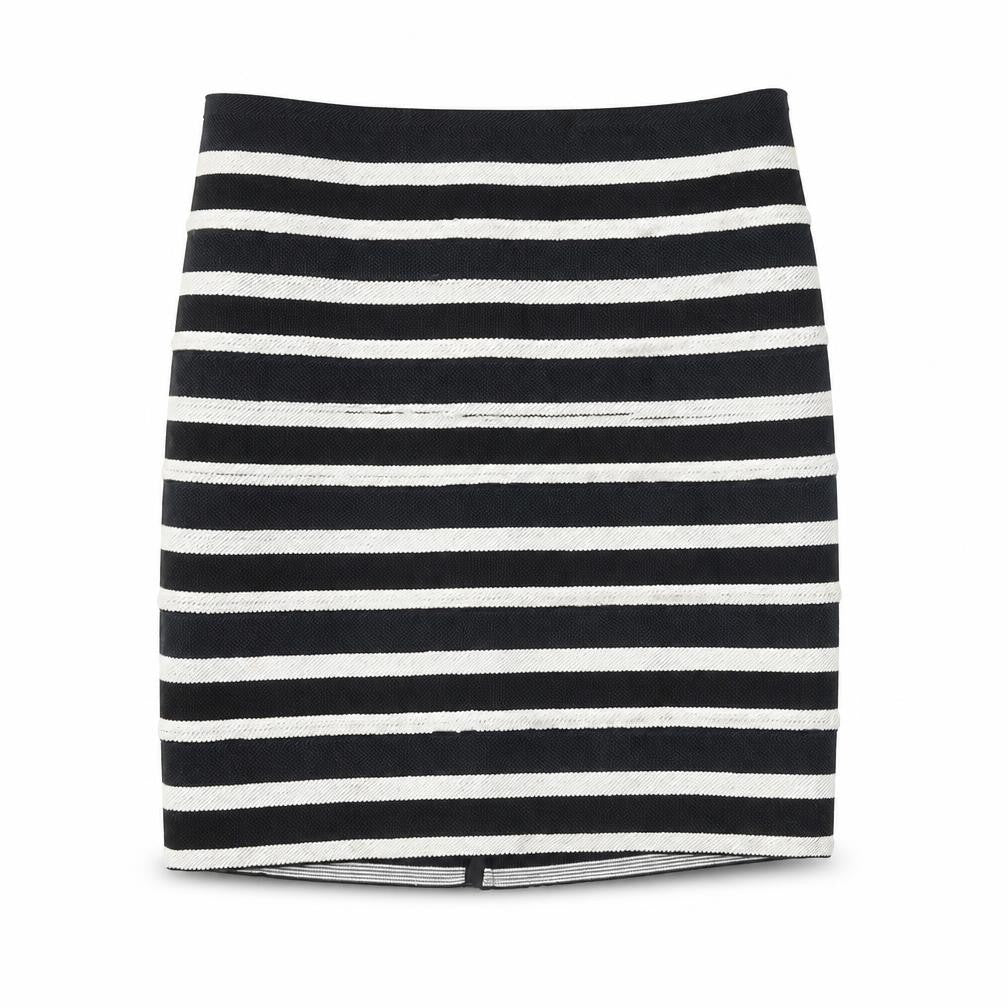 H&M Womens Black Striped Cotton Mini Skirt Size 6