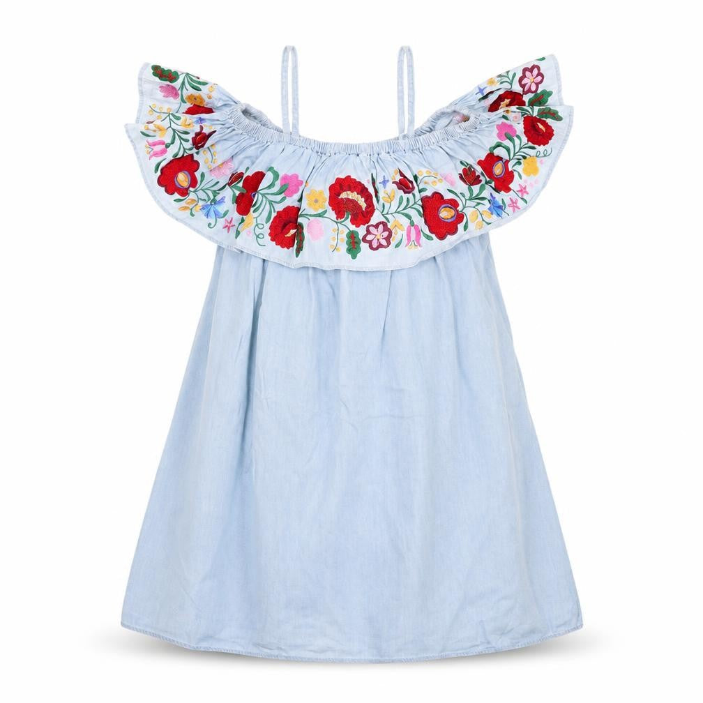 Topshop Womens Blue Floral 100% Cotton A-Line Size 6 Square Neck Pullover - Cold Shoulder