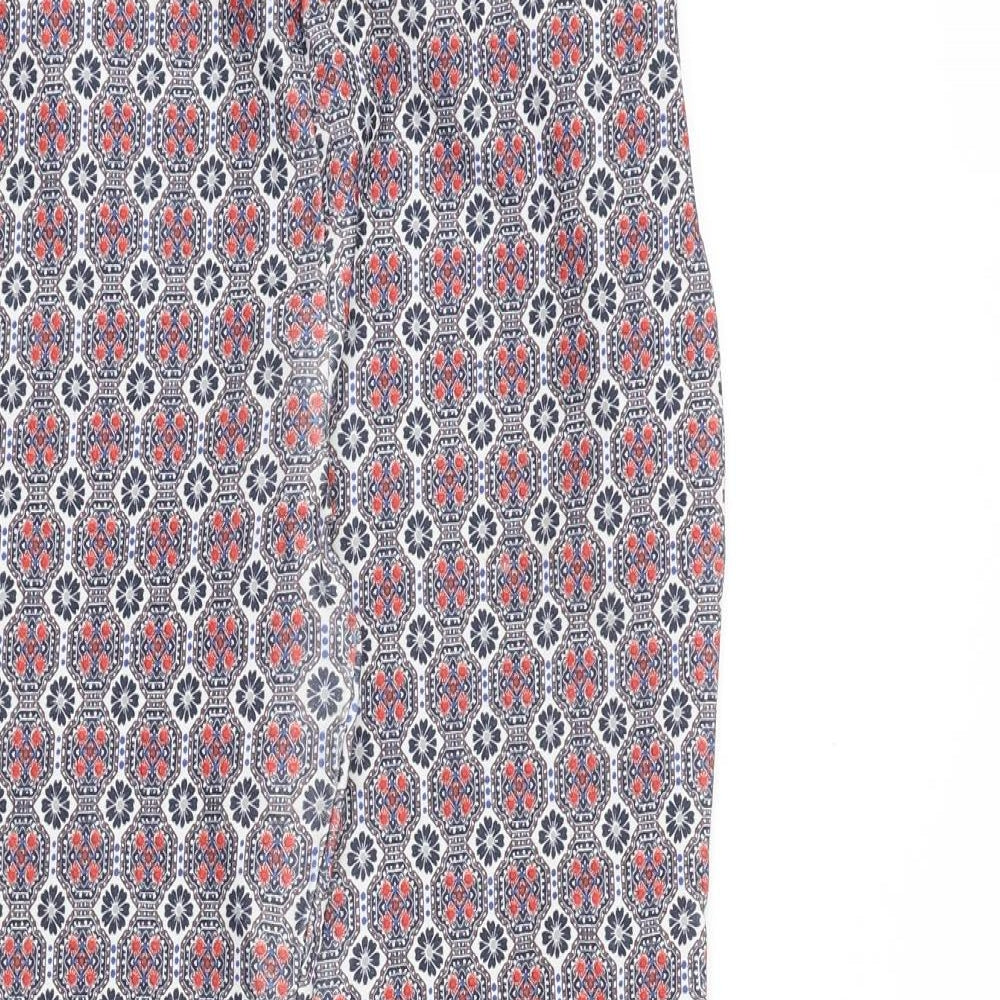 New Look Womens Multicoloured Geometric Viscose Trousers Size 10 Slim Zip