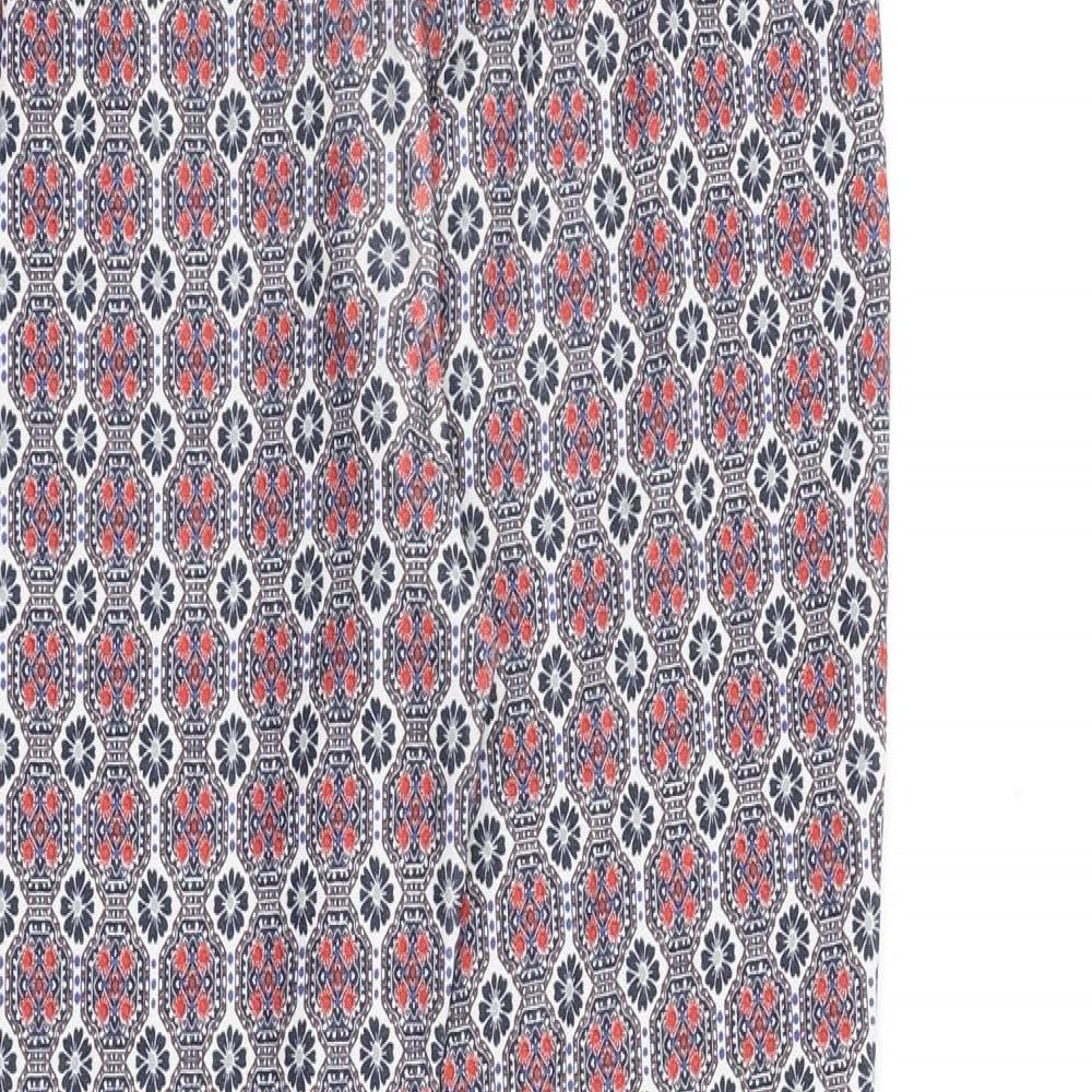 New Look Womens Multicoloured Geometric Viscose Trousers Size 10 Slim Zip