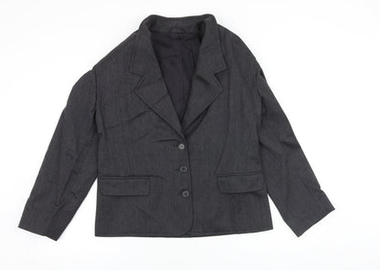 Next Womens Grey Wool Jacket Blazer Size 16