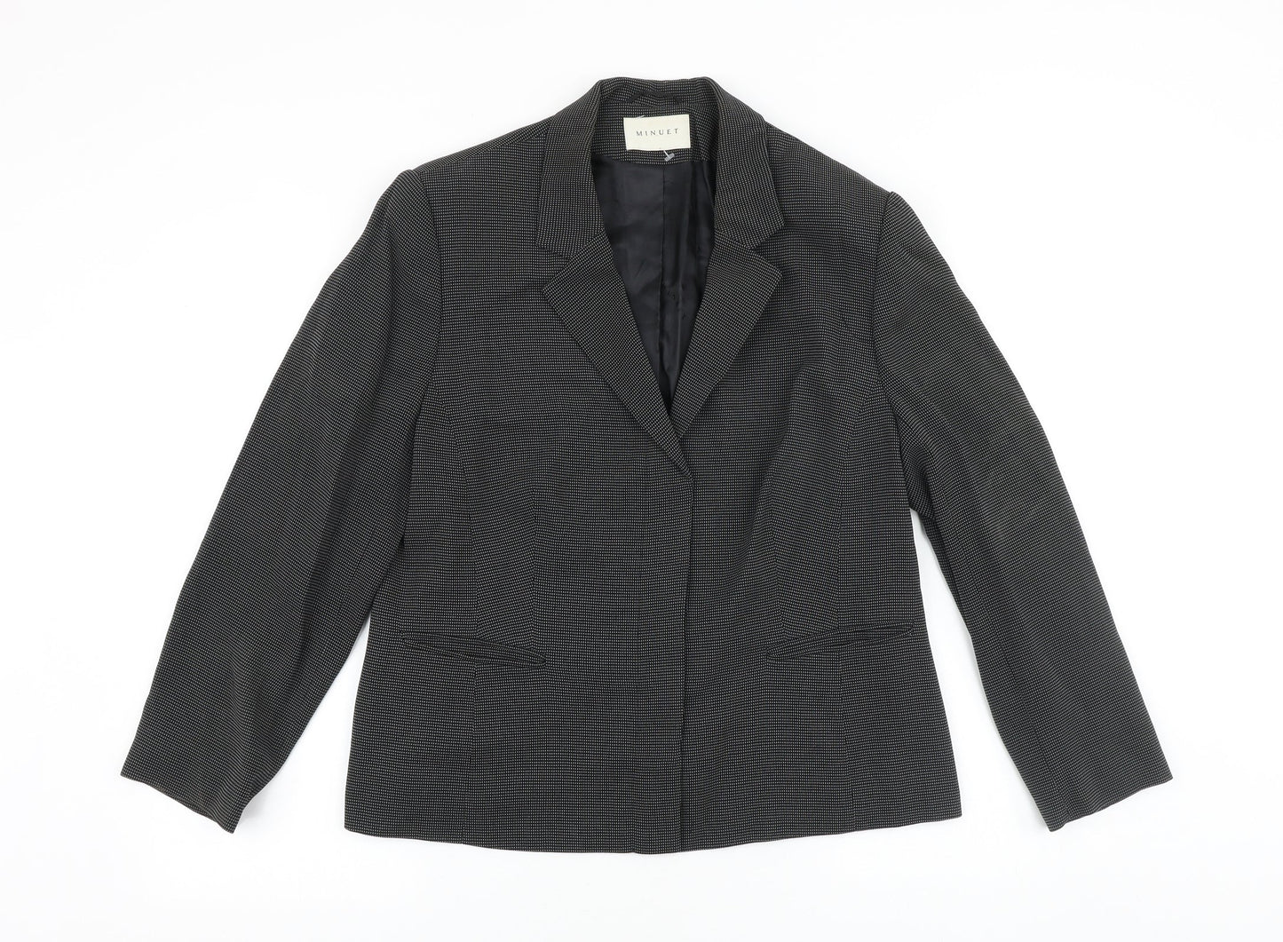 MINUET Womens Black Viscose Jacket Blazer Size 16