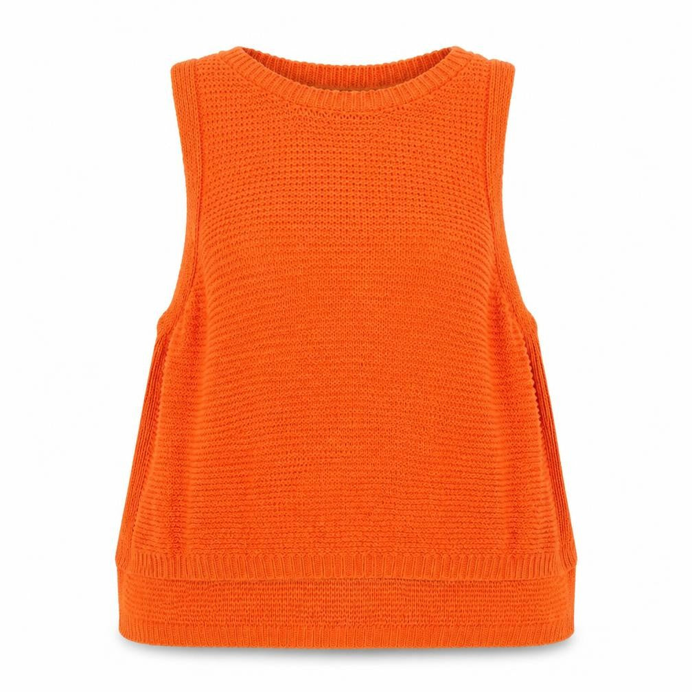 New Look Womens Orange Acrylic Basic Tank Size 10 Round Neck