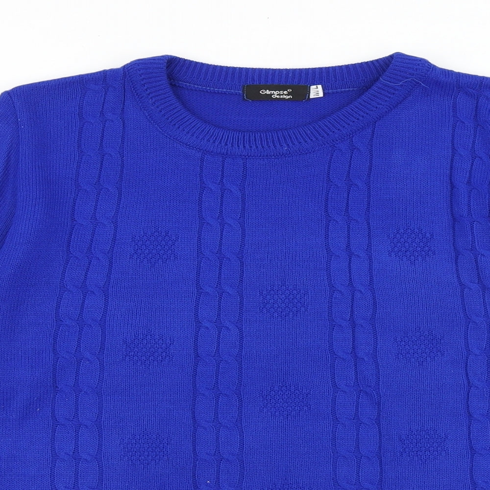 Glimpse Design Womens Blue Crew Neck Acrylic Pullover Jumper Size M